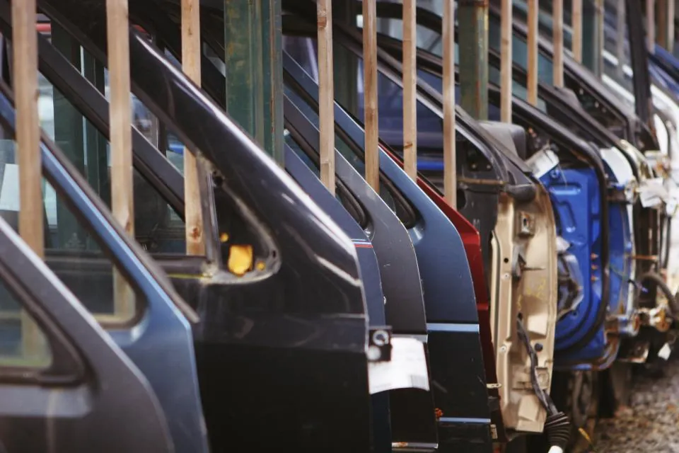 Car doors on an automotive assembly line